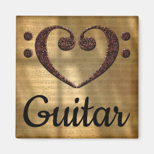Aimant Double Basse Clef Heart Guitare