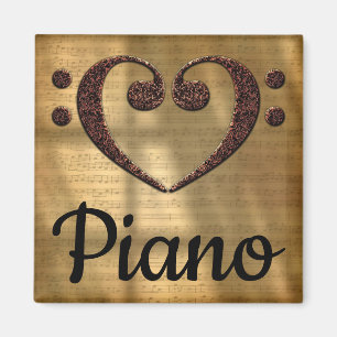 Aimant Double Basse Clef Heart Piano