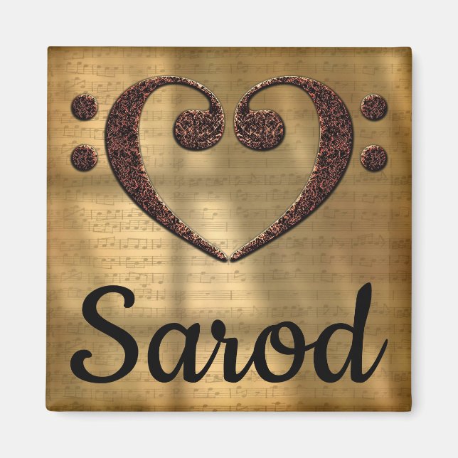 Aimant Double Basse Clef Heart Sarod (Devant)