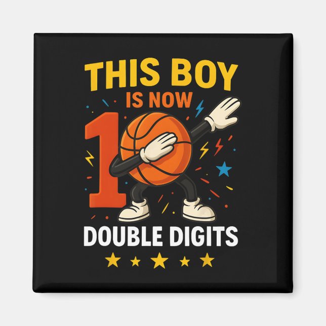 Aimant Double Digits Sketll Garçon d'anniversaire 10 ans  (Devant)