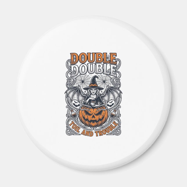Aimant Double peine Malheur Sorcière Citrouille Halloween (Devant)