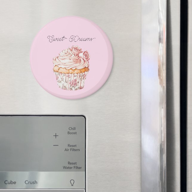 Aimant Douce Rêve Roses Roses Florales Cupcake (In situ (réfrigérateur))