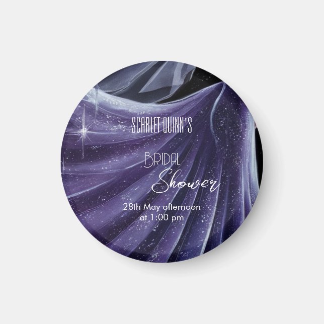 Aimant Douche nuptiale mariage violette moderne #2 (Devant)