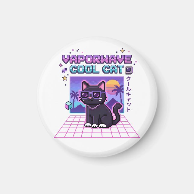 Aimant Doudoune à capuche graphique Y2K Vaporwave Pixel C (Devant)