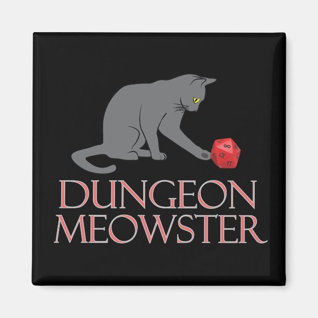 Aimant Doungeon Meowster Drôle RPG Chat avec dés (Devant)