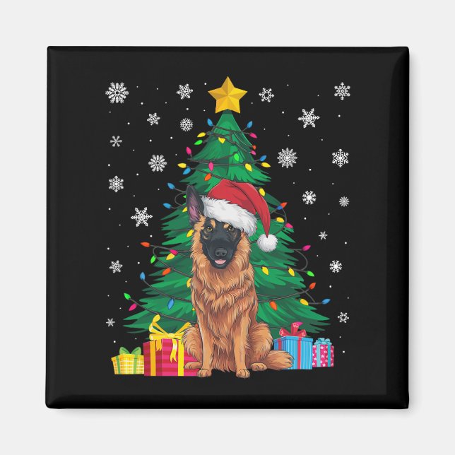 Aimant Doux moche Xmas Tree éclaire le chien belge Malino (Devant)