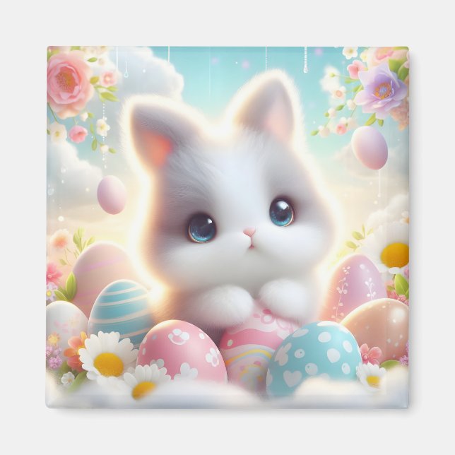 Aimant Doux œufs de Pâques pastel Kawaii chaton (Devant)