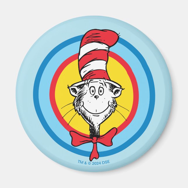 Aimant Dr. Seuss | Graphisme tête de Chat dans le Chapeau (Devant)