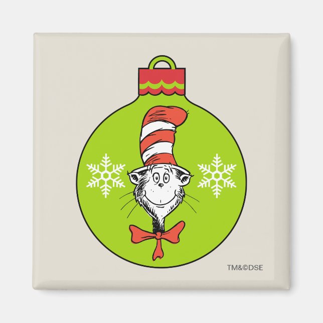 Aimant Dr. Seuss | Grinch | Chapeau de Chat Ornement (Devant)