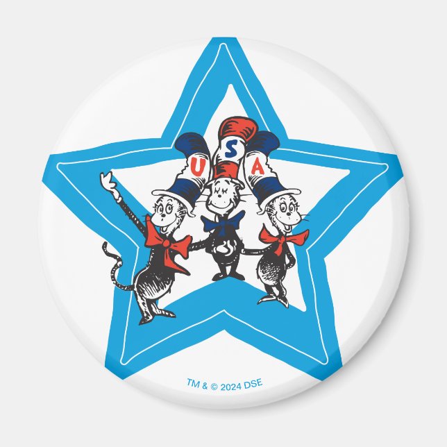 Aimant Dr Seuss | Little Cats USA Graphisme Casquette (Devant)