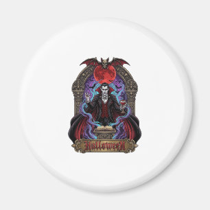 Aimant Dracula Halloween Lune Rouge Chauves-Souris Crâne_