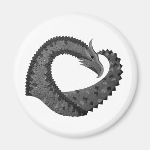 Aimant dragon à coeur noir sur fond blanc