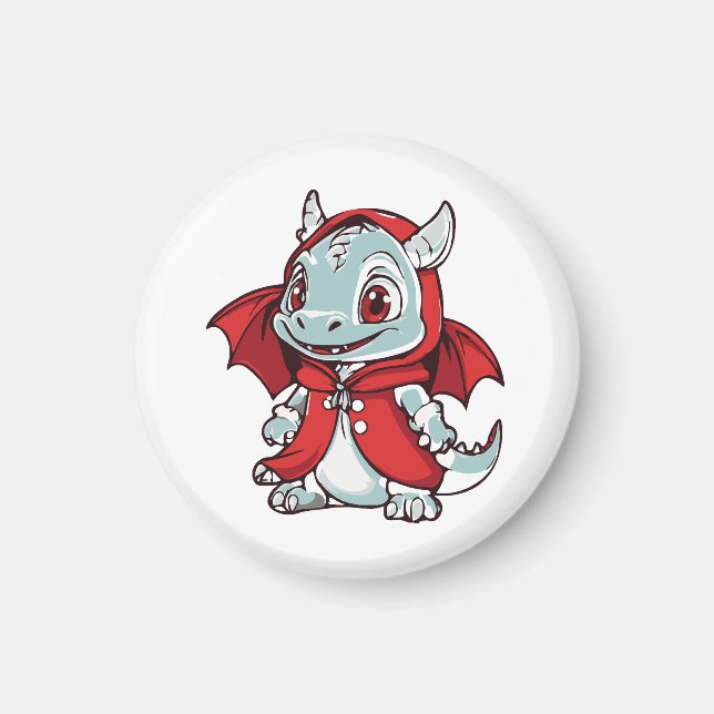 Aimant Dragon albinos en rouge (Devant)