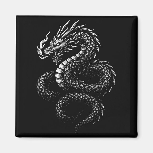 Aimant Dragon asiatique vintage (Devant)