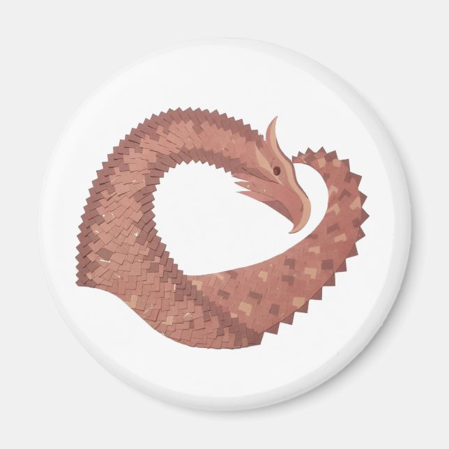 Aimant Dragon cardiaque Brown en blanc (Devant)
