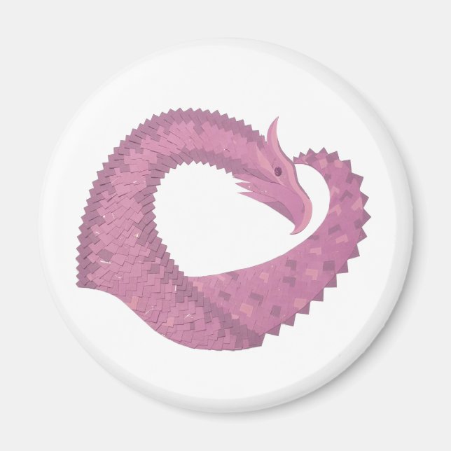 Aimant Dragon cardiaque mauve sur blanc (Devant)