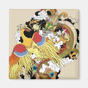 Aimant dragon chinois et phoenix