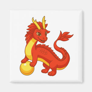 Aimant Dragon Chinois Rouge