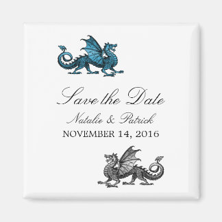 Aimant Dragon d'argent bleu Enregistrer l'aimant de date