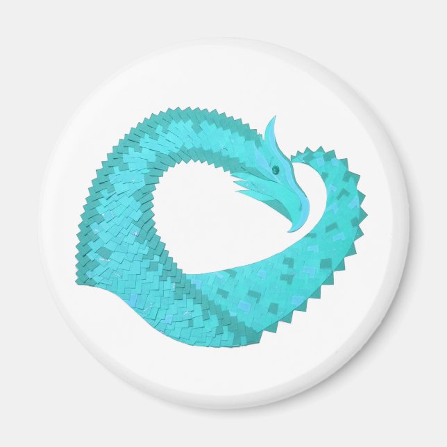 Aimant Dragon de coeur du Verdigris en blanc (Devant)
