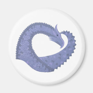 Aimant Dragon de coeur gris bleu sur blanc