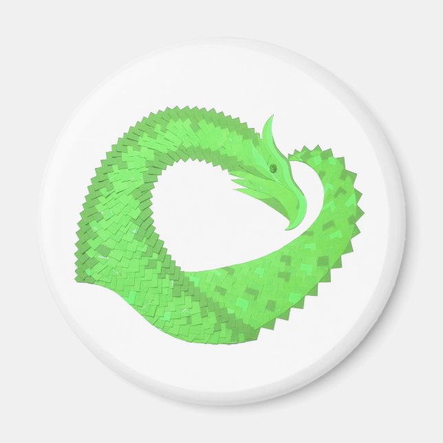Aimant Dragon de coeur vert citron blanc (Devant)