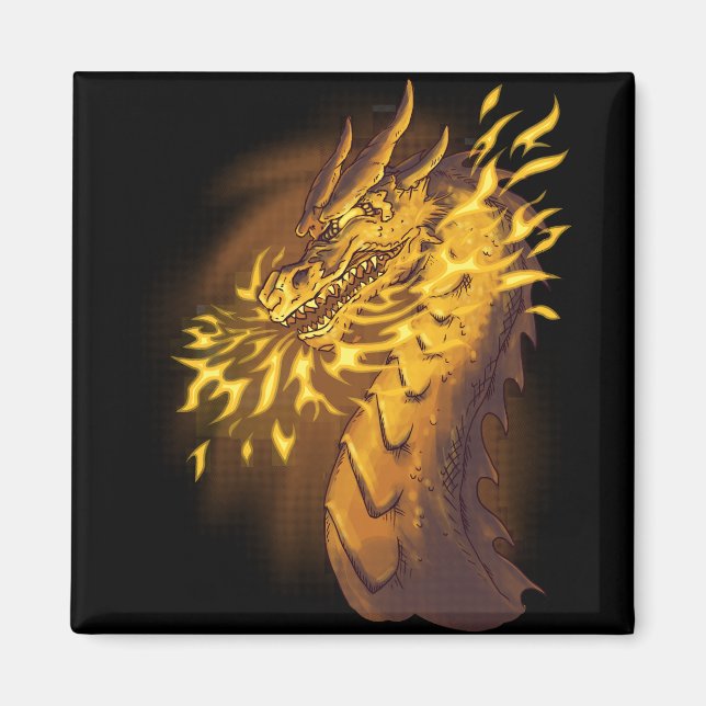 Aimant Dragon de feu d'or (Devant)
