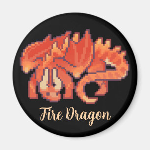 Aimant Dragon de feu, Pixelart, Pixel Art