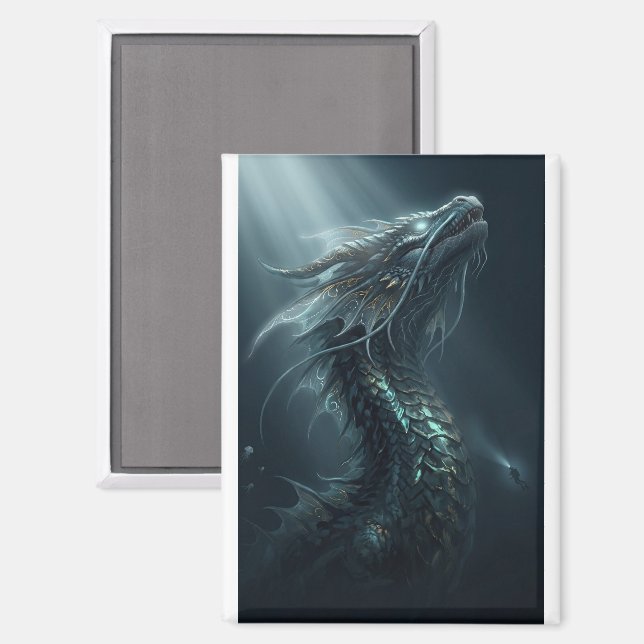 Aimant Dragon de mer majestueux à écailles dorées - Guar  (Recto/Verso)
