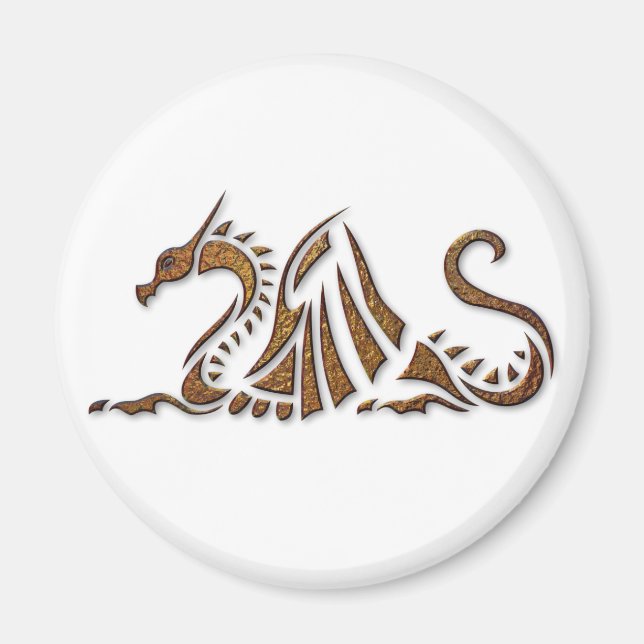 Aimant Dragon de rouille martelé (Devant)