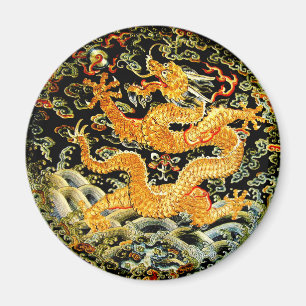 Aimant Dragon d'or brodé par antiquité chinoise de