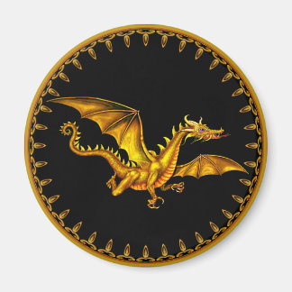 Aimant dragon d'or volant en noir