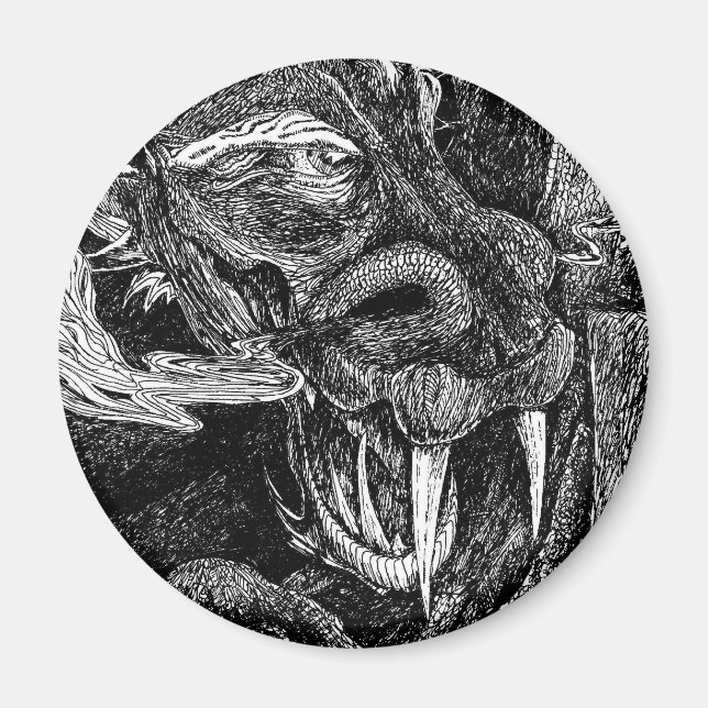 Aimant Dragon frigo magnétique rond (Devant)