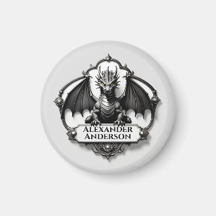 Aimant Dragon Gris avec des Yeux Jaunes Personnaliser