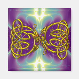 Aimant DRAGON LOVE / Gold Celtic Knot Dragons