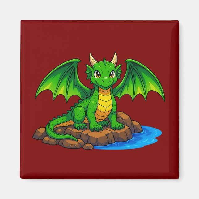 Aimant Dragon médiéval magique (Devant)