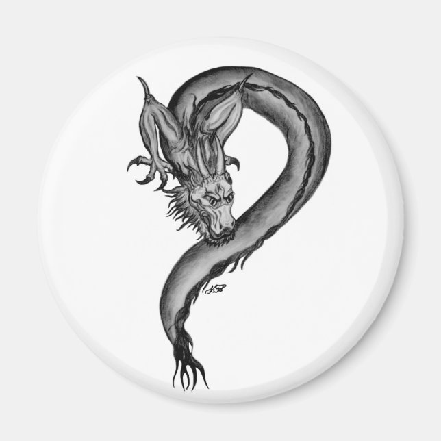 Aimant Dragon noir et blanc (Devant)