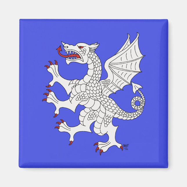 Aimant Dragon Rampant Argent (Devant)