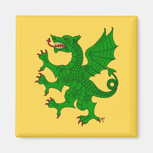 Aimant Dragon Rampant Vert (Devant)