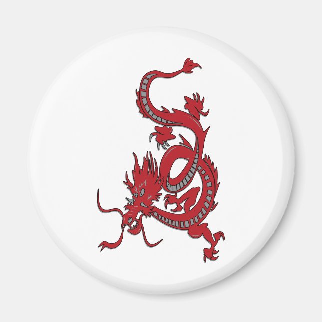Aimant Dragon Rouge - Année du Dragon (Devant)
