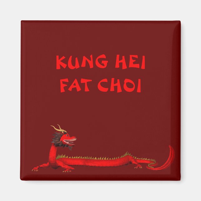 Aimant Dragon rouge chinois doux (Devant)