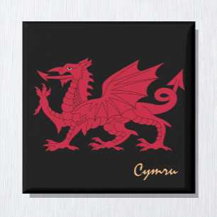 Aimant Dragon rouge & Pays de Galles, Drapeau gallois / C