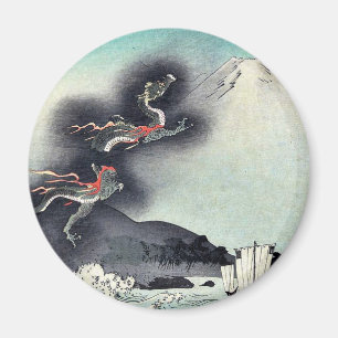Aimant Dragon se levant au-dessus du mont Fuji Ukiyoe