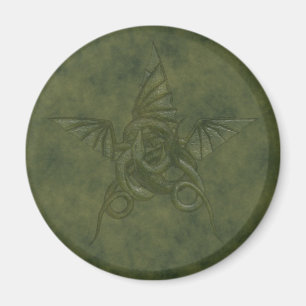 Aimant Dragon Star - Green Embossé en cuir