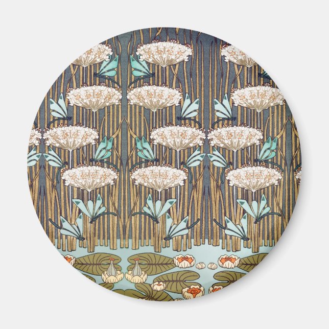 Aimant Dragonflies Water Lilies Marais Art Nouveau (Devant)