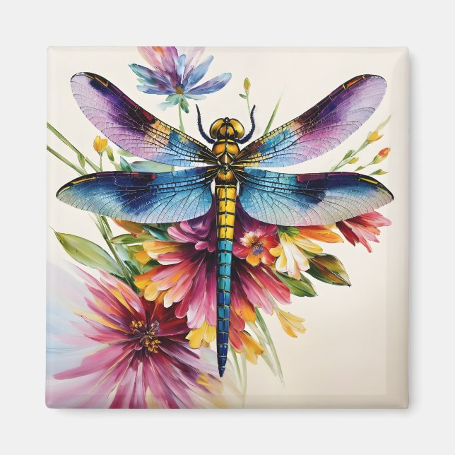 Aimant Dragonfly Floral Multicolor Art (Devant)