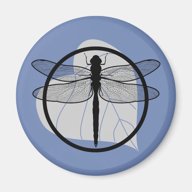 Aimant Dragonfly on Leaf Dessin - Wildlife Circle Series (Devant)