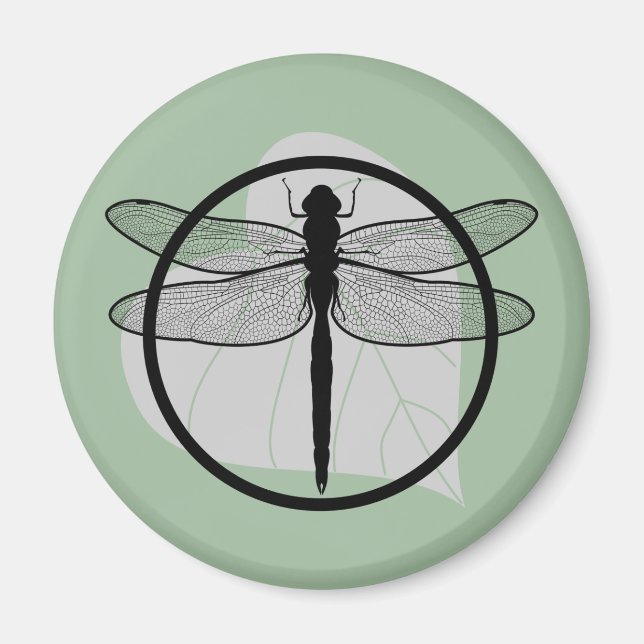 Aimant Dragonfly on Leaf Dessin - Wildlife Circle Series (Devant)