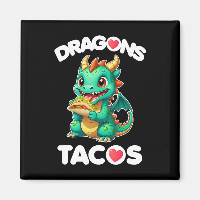 Aimant Dragons Aimer Tacos Cute Cinco De Mayo Cuisine mex (Devant)