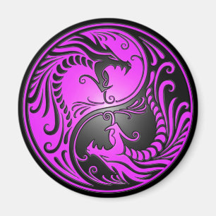 Aimant Dragons, pourpre et noir de Yin Yang